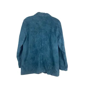 Vintage Dialogue Teal Blue Suede Leather Jacket Women’s M 90s Y2K Washable READ thumbnail 5