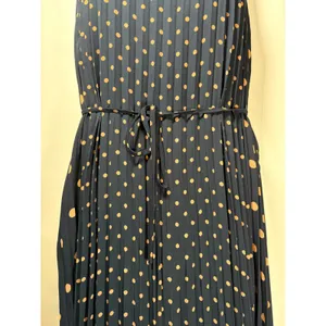 Banana Republic Maxi Dress Navy Blue Polka Dot Pleated Sleeveless Fall Wedding 4 thumbnail 4