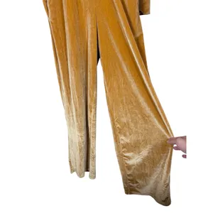 Fabletics Womens Velour Quarter Zip Jumpsuit Mustard Gold M thumbnail 4