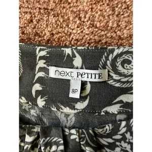 Next Petite Gray Ivory Paisley Maxi Dress Size 8 Tie Waist Pockets thumbnail 2