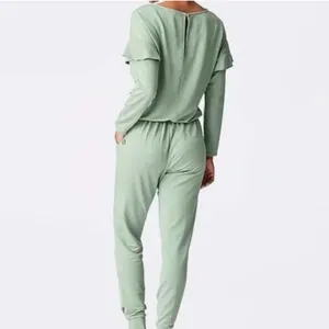 Matilda Jane Resting Day Sage Green Knit Jumpsuit XS thumbnail 13