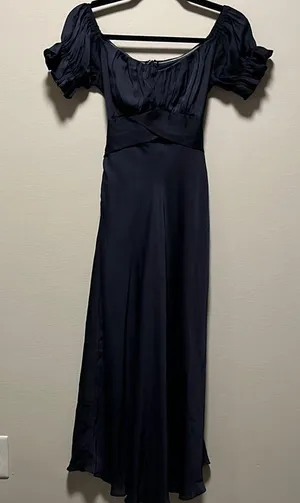 HELLO MOLLY (NWT) Sky Child Ruched Puff Sleeve Maxi Dress Navy, Size XS/2 thumbnail 4