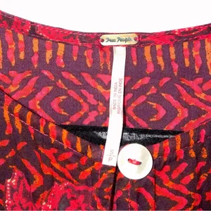 Free People Size S Boho Blouse Red Tiered Sleeveless Dark Cottage Beach Fairy thumbnail 3