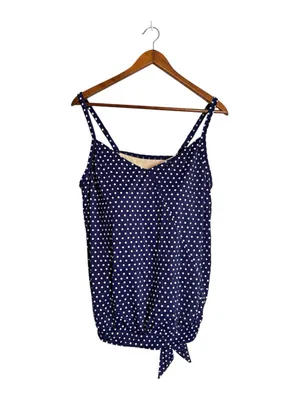 Swimsuits for All Navy Blue Polka Dot Tie-Hem Blouson Style Tankini Swim Top thumbnail 3