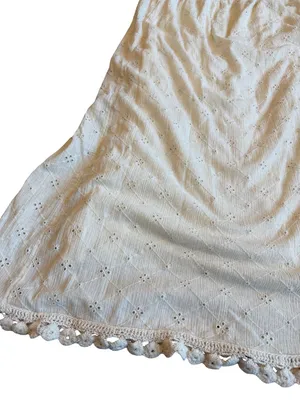 Free People Cream Eyelet Midi Skirt Strapless Dress Crocheted Trim Size Small thumbnail 5