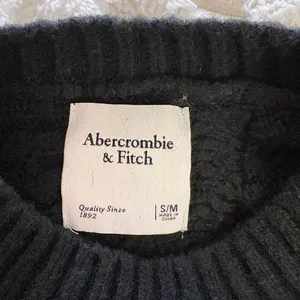 Abercrombie Y2K Black Cable Knit Batwing Sleeve Oversized Cropped Sweater Womens thumbnail 4