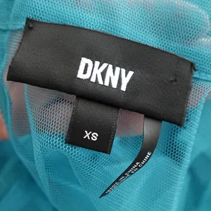 DKNY Blue & Black Mesh 2PC Layered Mock Neck Sleeveless Midi Dress Set Size XS thumbnail 4