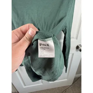 Pact Top Womens Medium Green Long Sleeve Organic Cotton Slub Minimalist thumbnail 5
