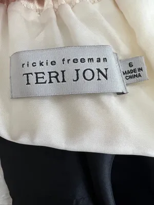 Rickie Freeman Teri Jon 100% Silk Jeweled Halter Black Ivory Formal Gown 6 thumbnail 8