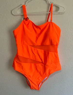 Vibrant Orange One Piece Swimsuit Size XL thumbnail 1