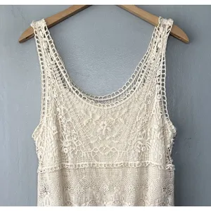 AEO American Eagle Dress Size Medium Cream Crochet Lace Boho Romantic Hippie thumbnail 2