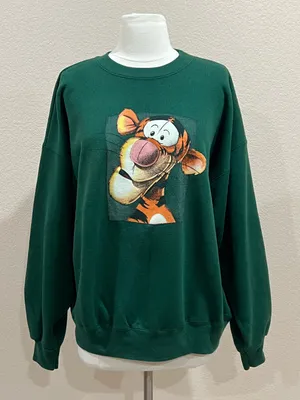 Vintage Disney World Winnie the Pooh Tigger Deep Green Crewneck Sweatshirt Sz XL thumbnail 9