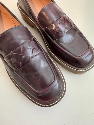 Nordstrom Notorie Leather Loafers Size 8 Burgundy Chunky Platform Shoes Academia thumbnail 12