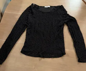 Arizona Jean Co Black Floral Lace Long Sleeve Top Women’s M Sheer Lined thumbnail 1