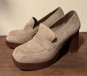 NWOT Ophelia Roe Mod Square Toe 3.5‎ Inch Platform Penny Loafers Size 8.5 A8 thumbnail 1