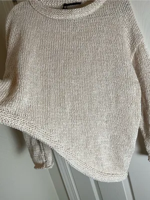 Zara Asymmetric Knit Sweater Size Small Cream / Off-White thumbnail 5