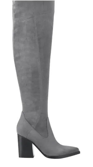 Marc Fisher LTD Grey Faux Suede Over The Knee Pointed Toe Block Heel Boots 7 NEW thumbnail 1