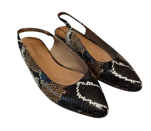 Madewell The Margot Slingback Flat in Snake Embossed Leather Size 7 thumbnail 1
