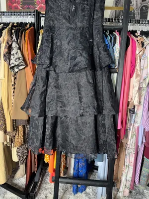 Lulus Black Burnout Jacquard Tie Strap Bustier Midi Dress Large New NWT thumbnail 8