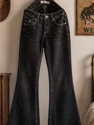 Garage Low Rise Flare Jeans Size 24 / 0 Y2K Black Wash Bootcut Vintage Style thumbnail 4