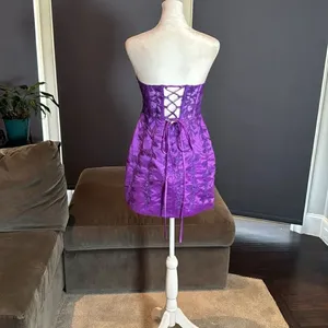Women’s Purple Short Party Dress Beading Sheer Bodice Corset Back Ties Size 4 thumbnail 4