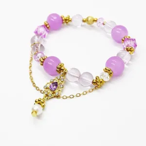 Purple and Gold Beaded Bracelet thumbnail 3