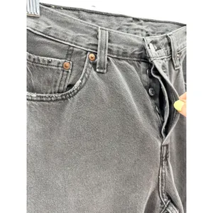 Levis 501 Original Fit Grey Straight Leg Raw Hem Jeans Womens Grunge Streetwear thumbnail 3