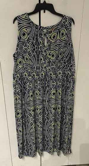 Ruby Rd. Navy and Lime Geometric Maxi Dress Blue Size 2X thumbnail 1