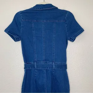 NWOT Haute Monde Zip Up Front Denim Short Sleeves Bodycon Jumpsuit, Sz Small thumbnail 11