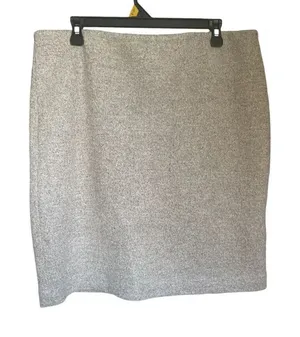 NWT Ann Taylor Silver Gray Shimmery Straight Pencil Skirt Size 14 Wool Blend thumbnail 1