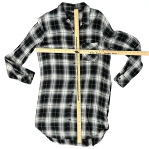 Rails Black White Plaid Button Down Long Sleeve Bianca Soft Shirt Dress size M thumbnail 4