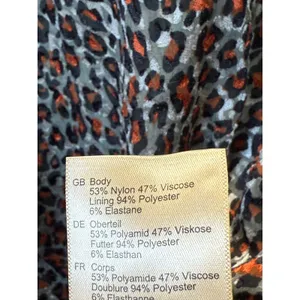 Scotch & Soda Leopard Print Mini Dress Women 34 Multicolor Mock Neck Sheer Party thumbnail 13