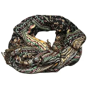 Jamawar Paisley Floral Pashmina Blend Scarf‎ Fringed Shawl Wrap 64x28 Boho Soft thumbnail 4