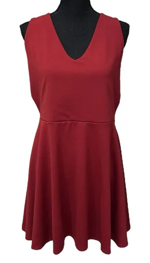 Bebe Size 2XL Burnt Orange‎ Sleeveless V-neck Fit &Flare Dress Backless thumbnail 1