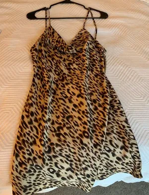 Cheetah Print Cowl Neck Dress Size L thumbnail 2