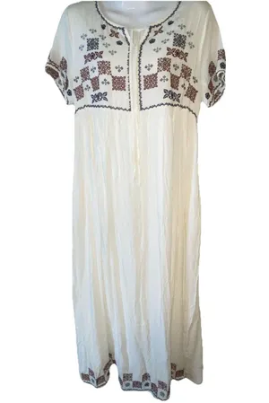 Piper And Scoot L Dress Women’s Cream Floral Embroidered Maxi Cottage Core thumbnail 8