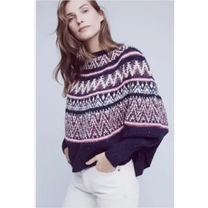 Anthropologie Sleeping on Snow Midland Nordic Fair Isle‎ Poncho Sweater M/L BL35 thumbnail 3