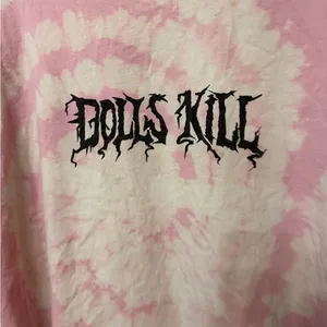 Dolls Kill tie dye spell out graphic tshirt size‎ large pink white thumbnail 2