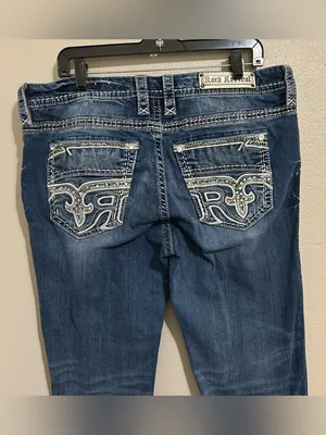 Rock Revival Easy Bootcut Embellished Embroidered Denim Jeans Women’s Size 34 thumbnail 3