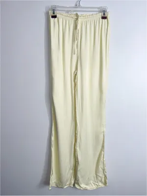 Zara light yellow flowy straight leg pants size XS thumbnail 2
