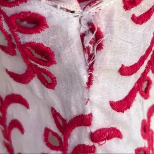 Anthropologie Vanessa Virginia Embroidered White and Pink Cotton Eyelet Top S thumbnail 6