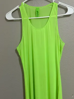 SKIMS Neon Green Sheer Mesh Maxi Dress Swim Coverup Women’s Size Large thumbnail 4