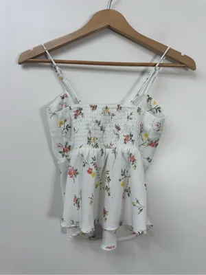 Abercrombie & Fitch White Floral Tie-Front Cami size XS thumbnail 3
