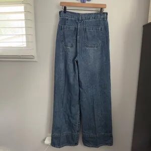 Habitual 4/27 High Waisted Pleated Denim Trousers Medium Wash‎ Relaxed Office thumbnail 4