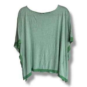 Talbots Womens Green White Striped‎ Knit Poncho L/XL thumbnail 6