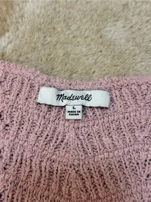 Madewell Pink Textured Open Knit V-Neck Sleeveless Sweater Tank Top Size L thumbnail 6