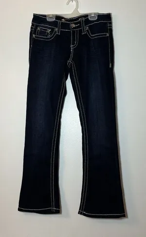 7 For All Mankind Seven 7 Boot Low rise Jeans‎ Women's 28 Y2K Dark Wash Western Embellished Bling thumbnail 1