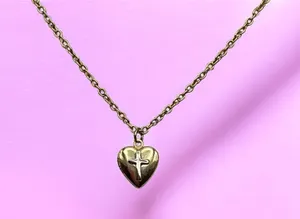 Vintage Cross Heart Locket Necklace thumbnail 1
