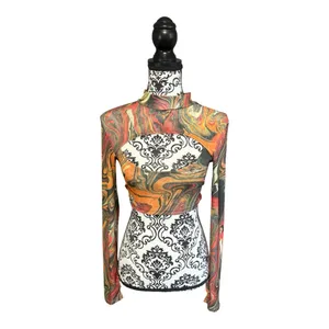 NGORDER Multi Swirl Cut Out Long Sleeve Crop Top thumbnail 2