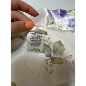 Secret Treasures Y2K Satin Floral Lace Cami Ivory Purple Bow Sleep Top Medium thumbnail 6